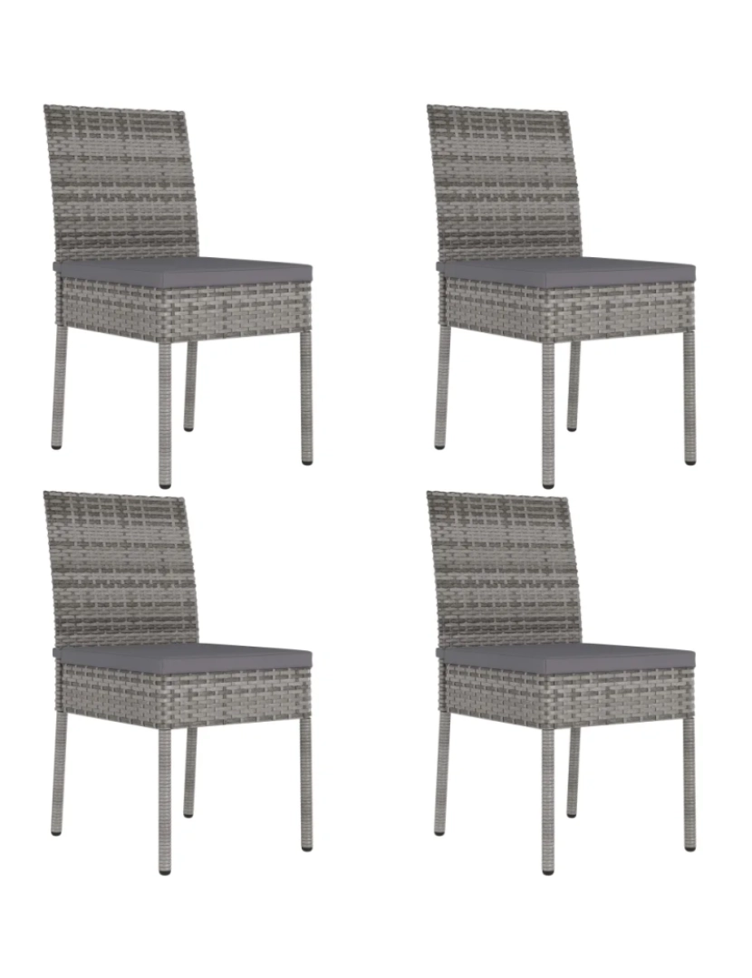 imagem de 4 pcs Cadeiras de jantar para jardim，Poltrona de jardim，Cadeira exterior vime PE cinzento CFW6068191