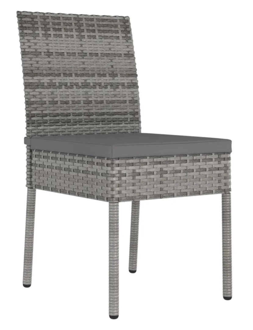 imagem de 4 pcs Cadeiras de jantar para jardim，Poltrona de jardim，Cadeira exterior vime PE cinzento CFW6068192