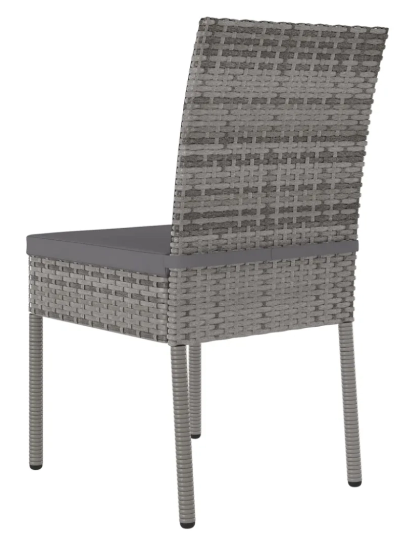 imagem de 4 pcs Cadeiras de jantar para jardim，Poltrona de jardim，Cadeira exterior vime PE cinzento CFW6068194