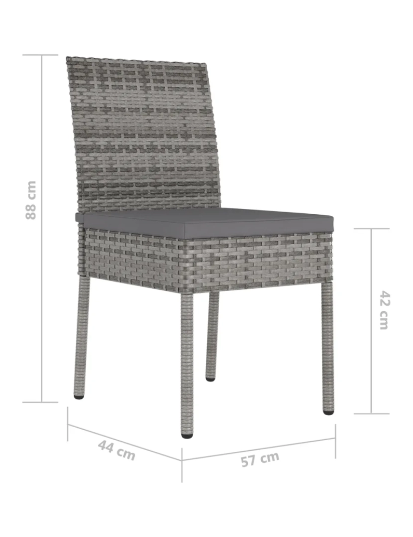 imagem de 4 pcs Cadeiras de jantar para jardim，Poltrona de jardim，Cadeira exterior vime PE cinzento CFW6068196