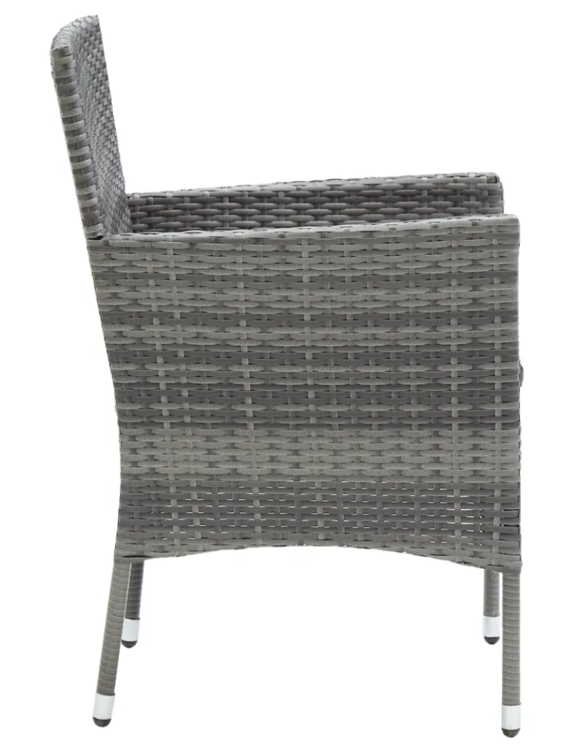 imagem de 4 pcs Cadeiras de jantar para jardim，Poltrona de jardim，Cadeira exterior vime PE cinzento CFW6338485