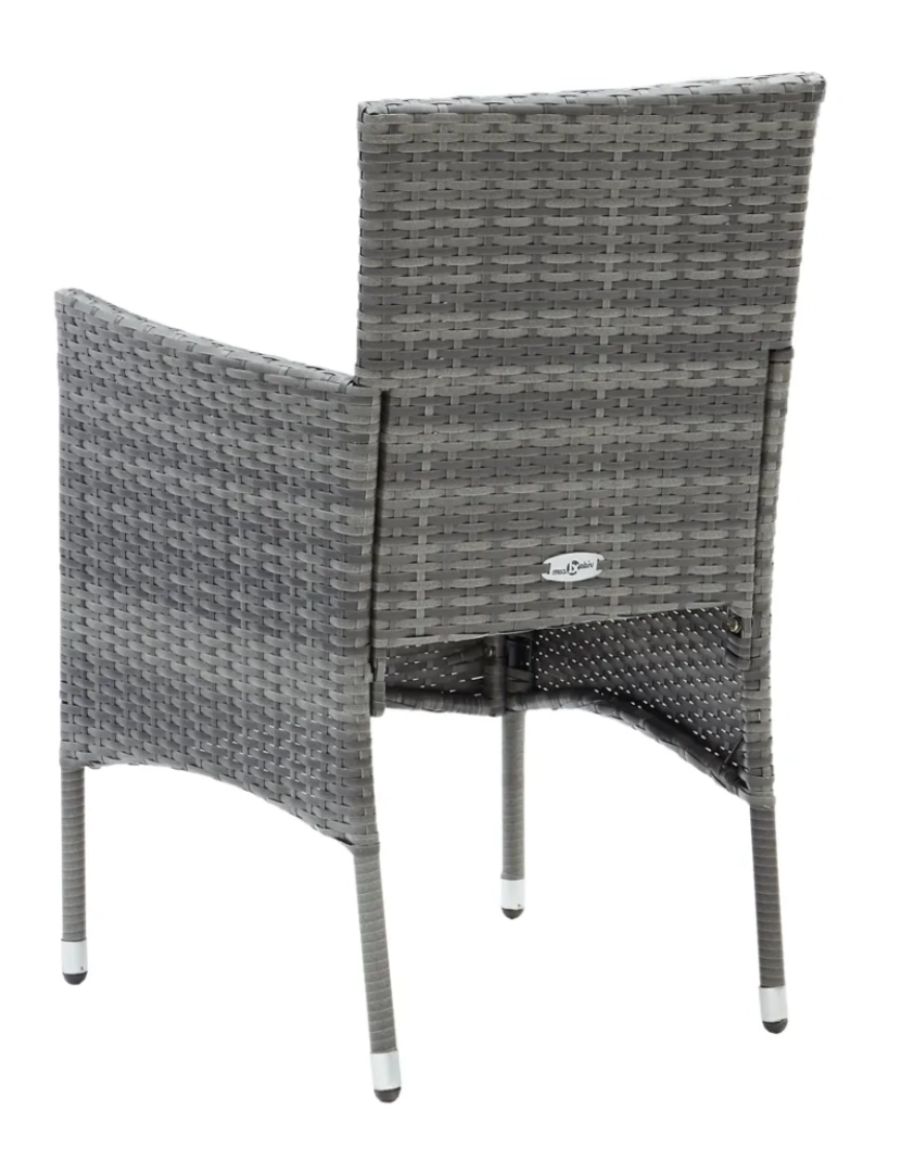 imagem de 4 pcs Cadeiras de jantar para jardim，Poltrona de jardim，Cadeira exterior vime PE cinzento CFW6338486