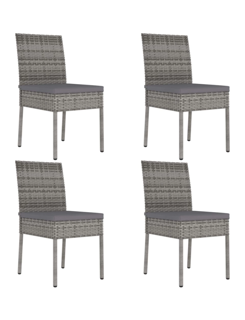 imagem de 4 pcs Cadeiras de jantar para jardim，Poltrona de jardim，Cadeira exterior vime PE cinzento CFW8771331