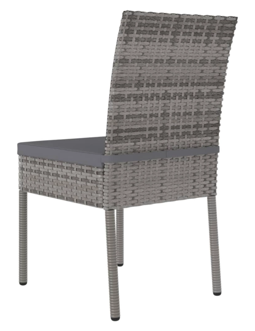 imagem de 4 pcs Cadeiras de jantar para jardim，Poltrona de jardim，Cadeira exterior vime PE cinzento CFW8771334