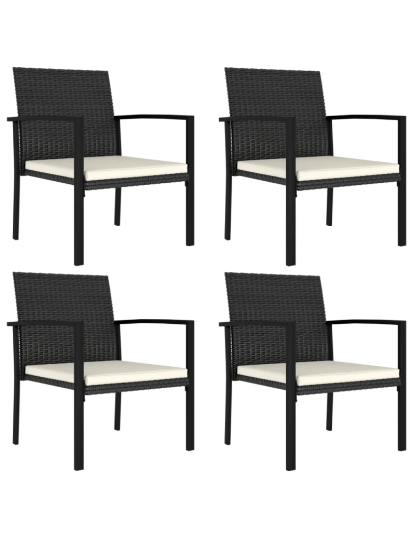 imagem de 4 pcs Cadeiras de jantar para jardim，Poltrona de jardim，Cadeira exterior vime PE preto CFW3471481