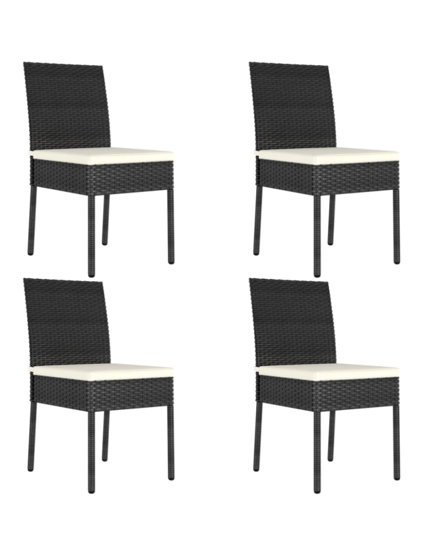 imagem de 4 pcs Cadeiras de jantar para jardim，Poltrona de jardim，Cadeira exterior vime PE preto CFW7337661