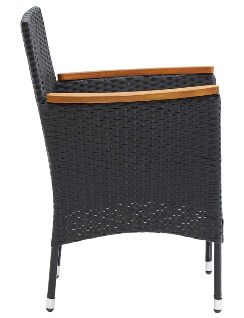 imagem de 4 pcs Cadeiras de jantar para jardim，Poltrona de jardim，Cadeira exterior vime PE preto CFW2922025