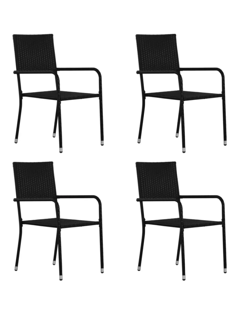 imagem de 4 pcs Cadeiras de jantar para jardim，Poltrona de jardim，Cadeira exterior vime PE preto CFW7357941