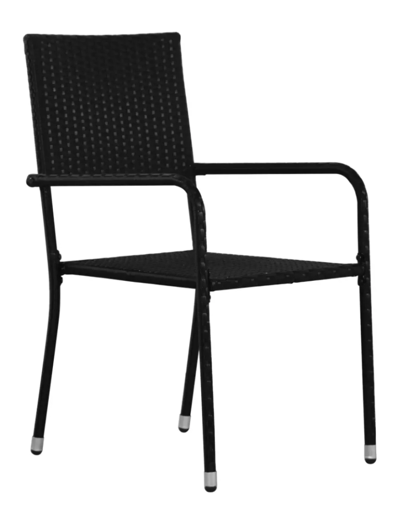 imagem de 4 pcs Cadeiras de jantar para jardim，Poltrona de jardim，Cadeira exterior vime PE preto CFW7357943