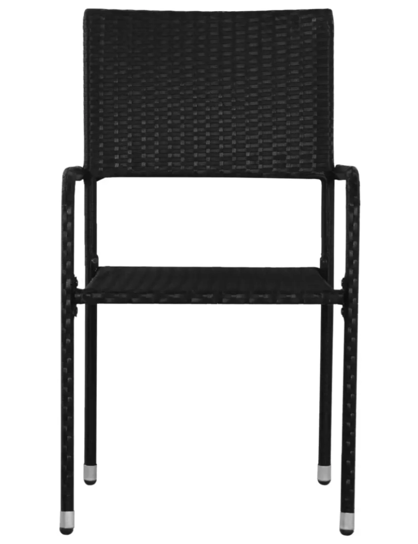 imagem de 4 pcs Cadeiras de jantar para jardim，Poltrona de jardim，Cadeira exterior vime PE preto CFW7357944