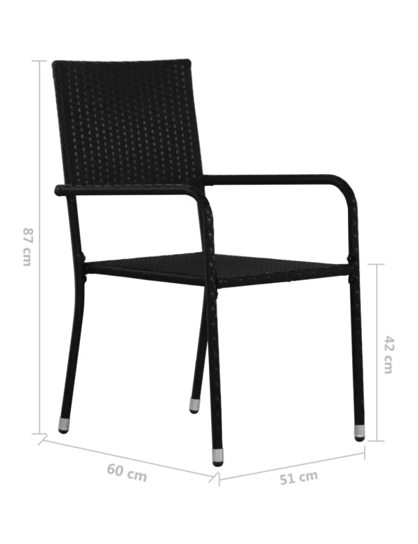 imagem de 4 pcs Cadeiras de jantar para jardim，Poltrona de jardim，Cadeira exterior vime PE preto CFW7357946