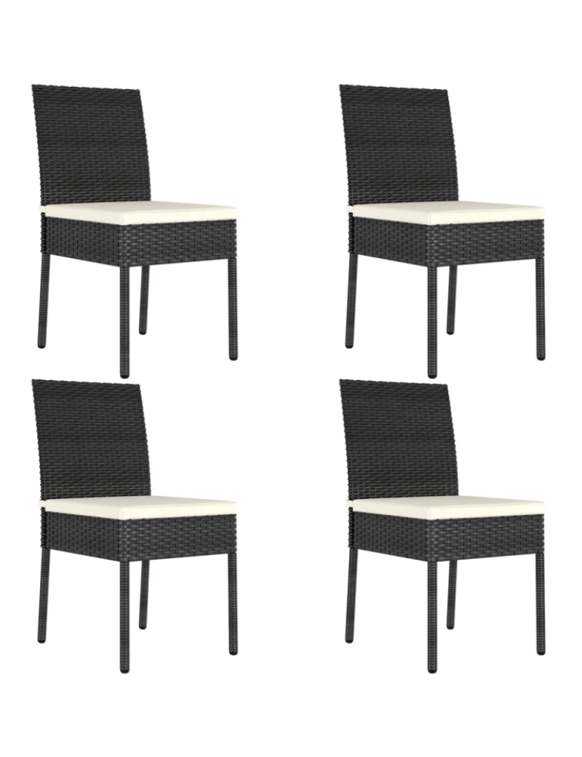 imagem de 4 pcs Cadeiras de jantar para jardim，Poltrona de jardim，Cadeira exterior vime PE preto CFW5106091