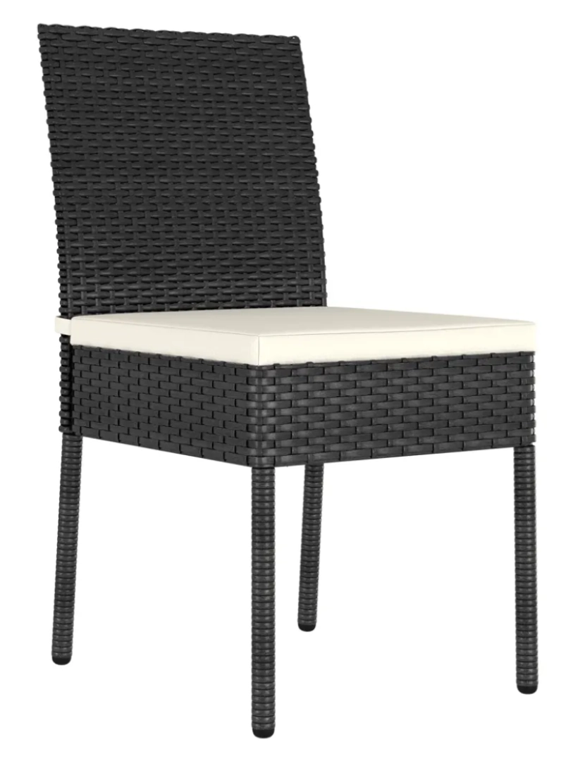 imagem de 4 pcs Cadeiras de jantar para jardim，Poltrona de jardim，Cadeira exterior vime PE preto CFW5106092