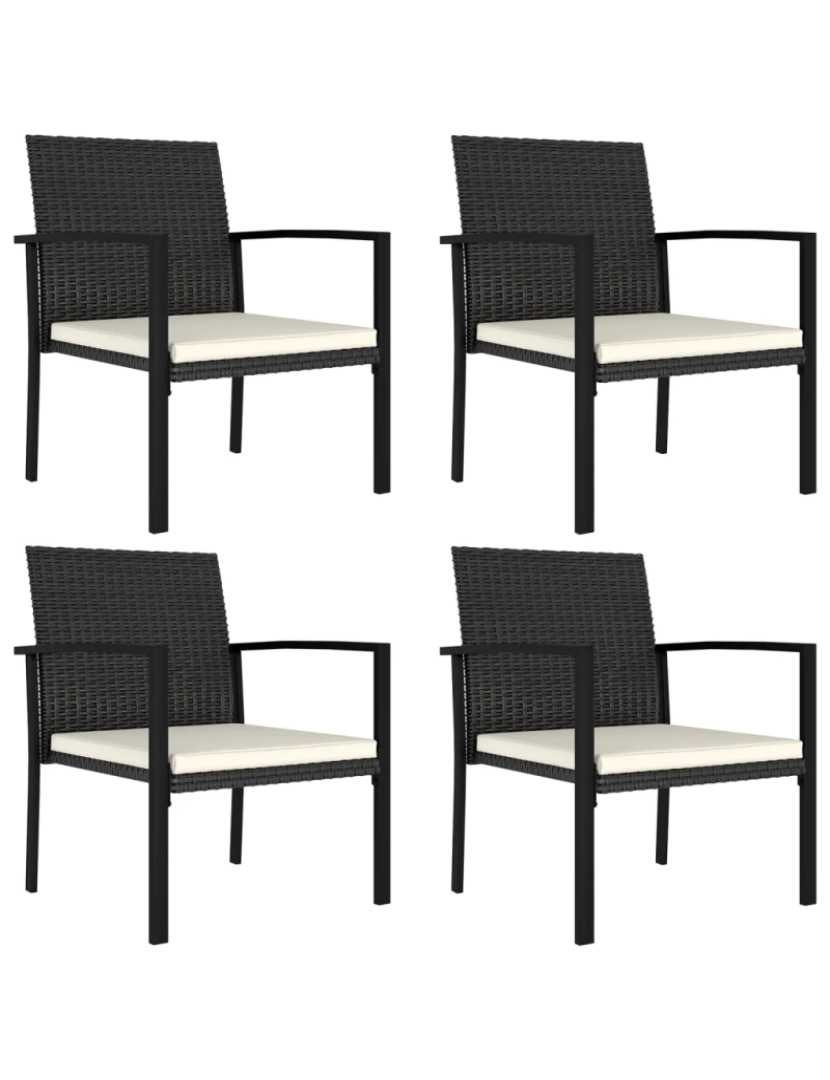 imagem de 4 pcs Cadeiras de jantar para jardim，Poltrona de jardim，Cadeira exterior vime PE preto CFW5770701