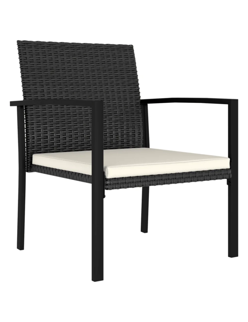 imagem de 4 pcs Cadeiras de jantar para jardim，Poltrona de jardim，Cadeira exterior vime PE preto CFW5770702