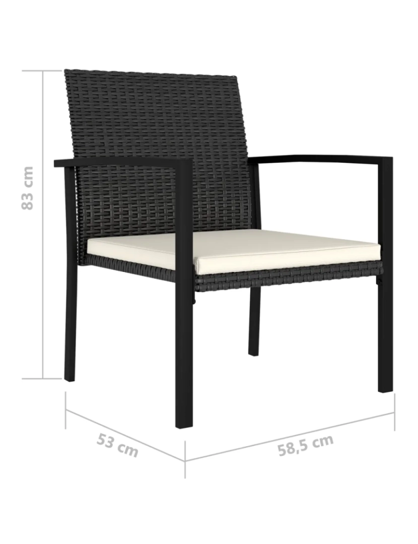 imagem de 4 pcs Cadeiras de jantar para jardim，Poltrona de jardim，Cadeira exterior vime PE preto CFW5770705