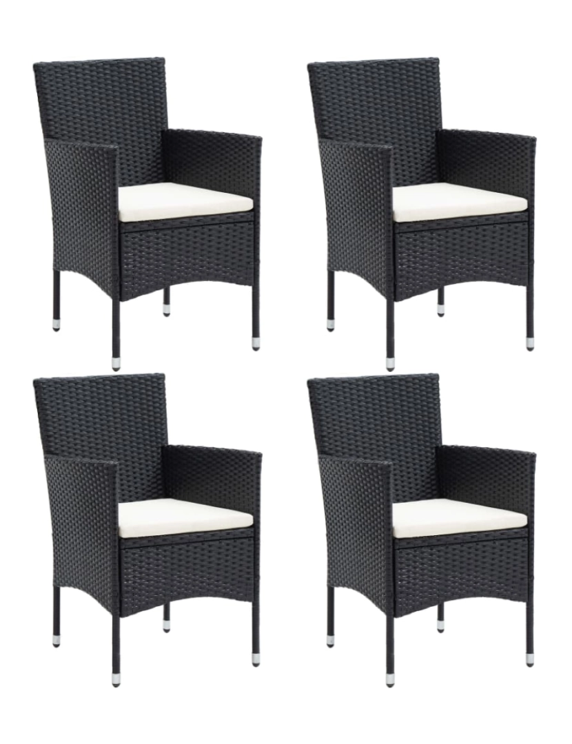 imagem de 4 pcs Cadeiras de jantar para jardim，Poltrona de jardim，Cadeira exterior vime PE preto CFW1354351