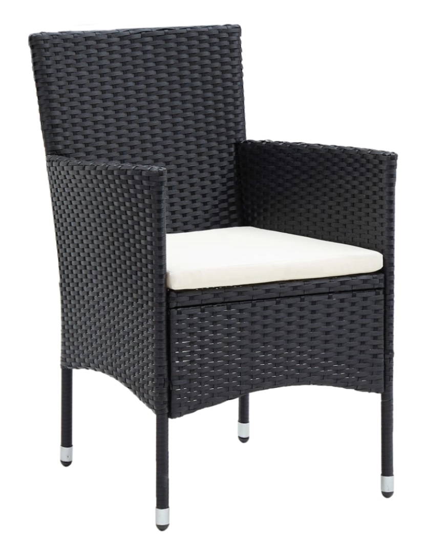 imagem de 4 pcs Cadeiras de jantar para jardim，Poltrona de jardim，Cadeira exterior vime PE preto CFW1354352