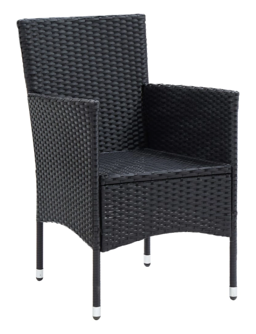 imagem de 4 pcs Cadeiras de jantar para jardim，Poltrona de jardim，Cadeira exterior vime PE preto CFW1354353