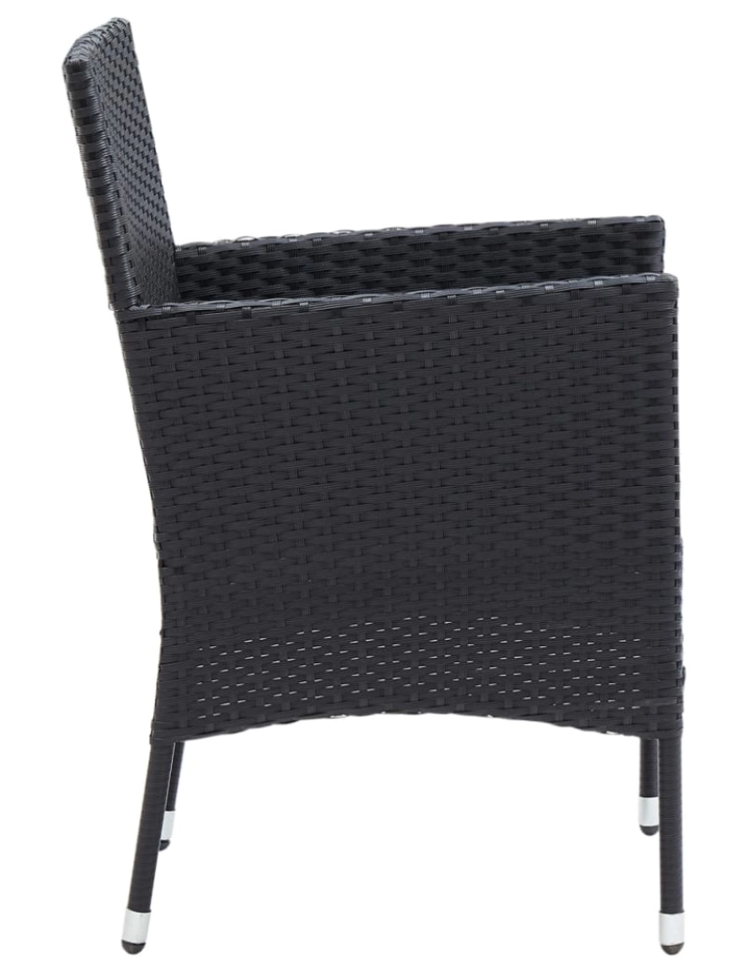 imagem de 4 pcs Cadeiras de jantar para jardim，Poltrona de jardim，Cadeira exterior vime PE preto CFW1354355