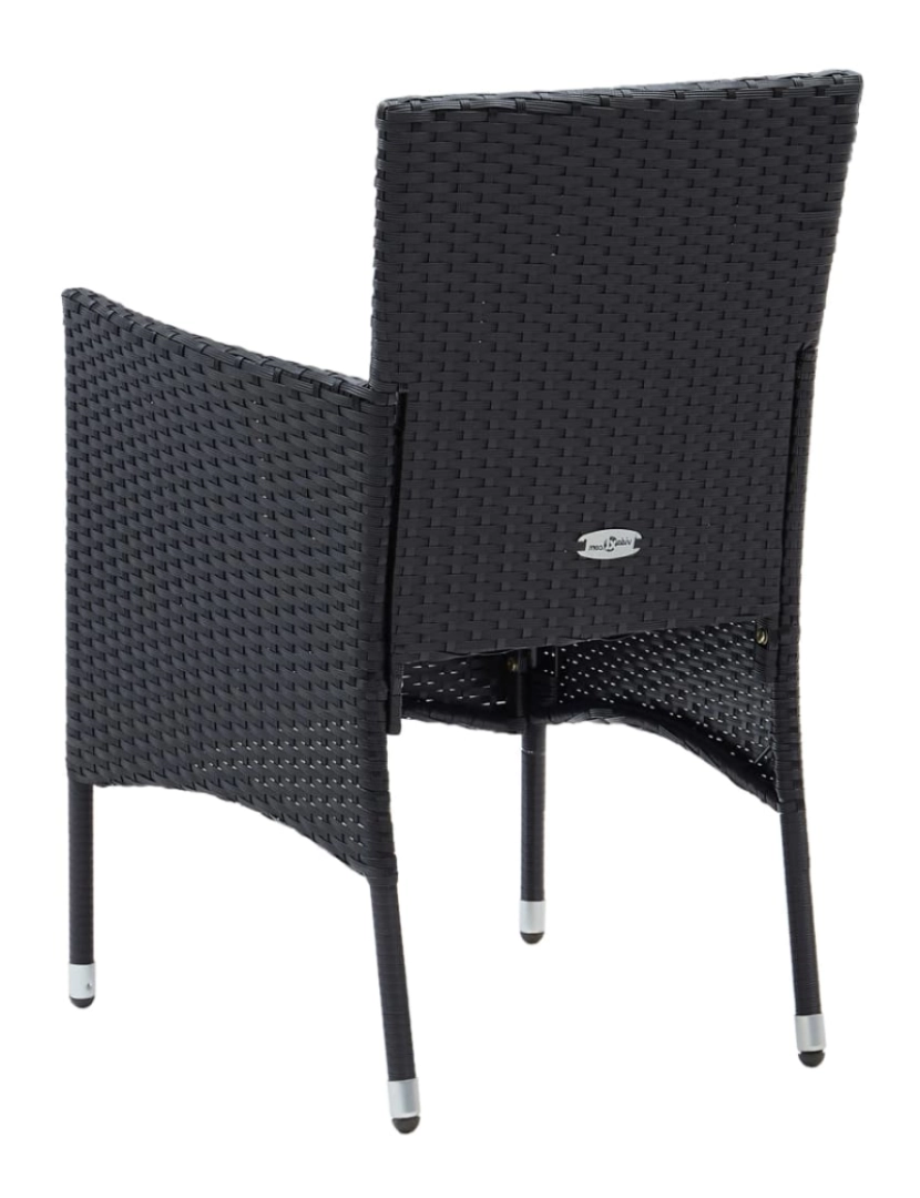 imagem de 4 pcs Cadeiras de jantar para jardim，Poltrona de jardim，Cadeira exterior vime PE preto CFW1354356