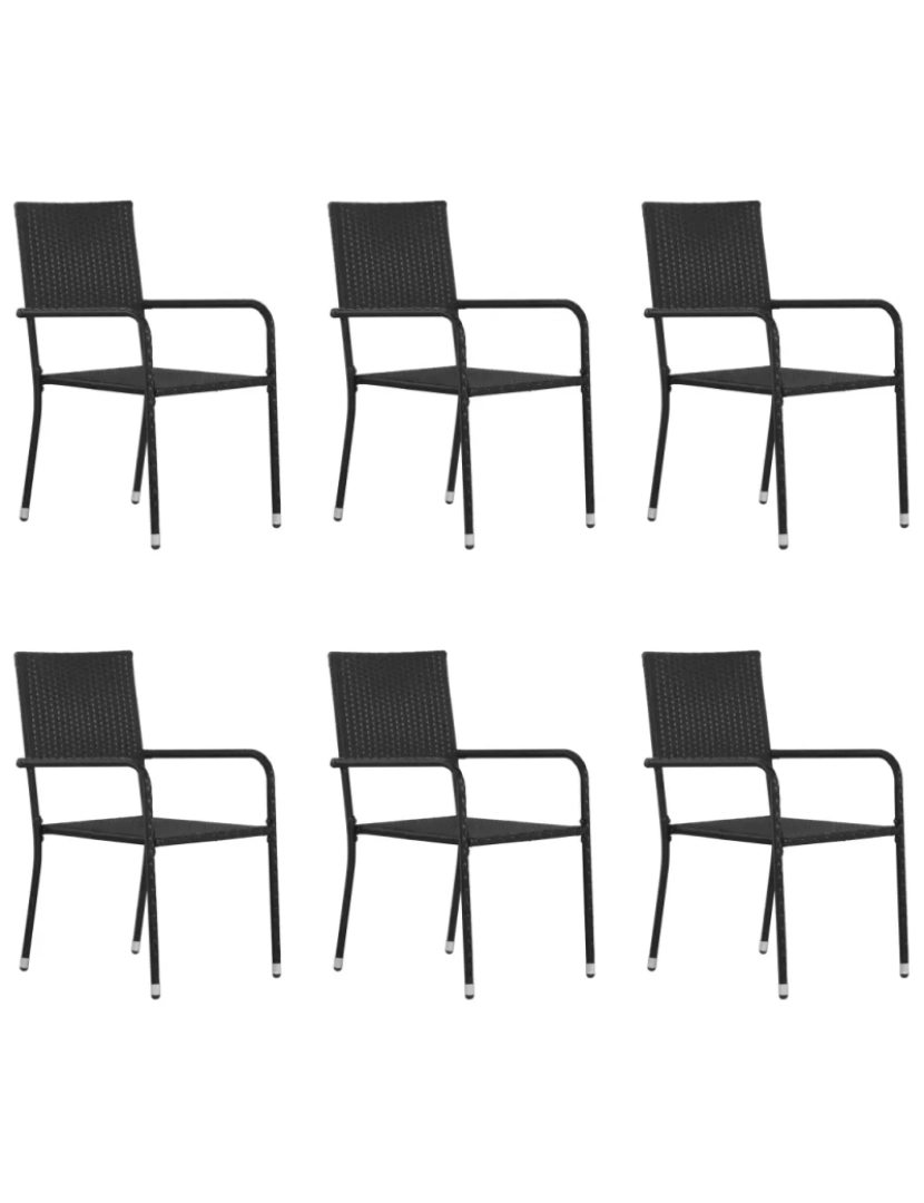 imagem de 6 pcs Cadeiras de jantar para jardim，Poltrona de jardim，Cadeira exterior vime PE preto CFW7406951