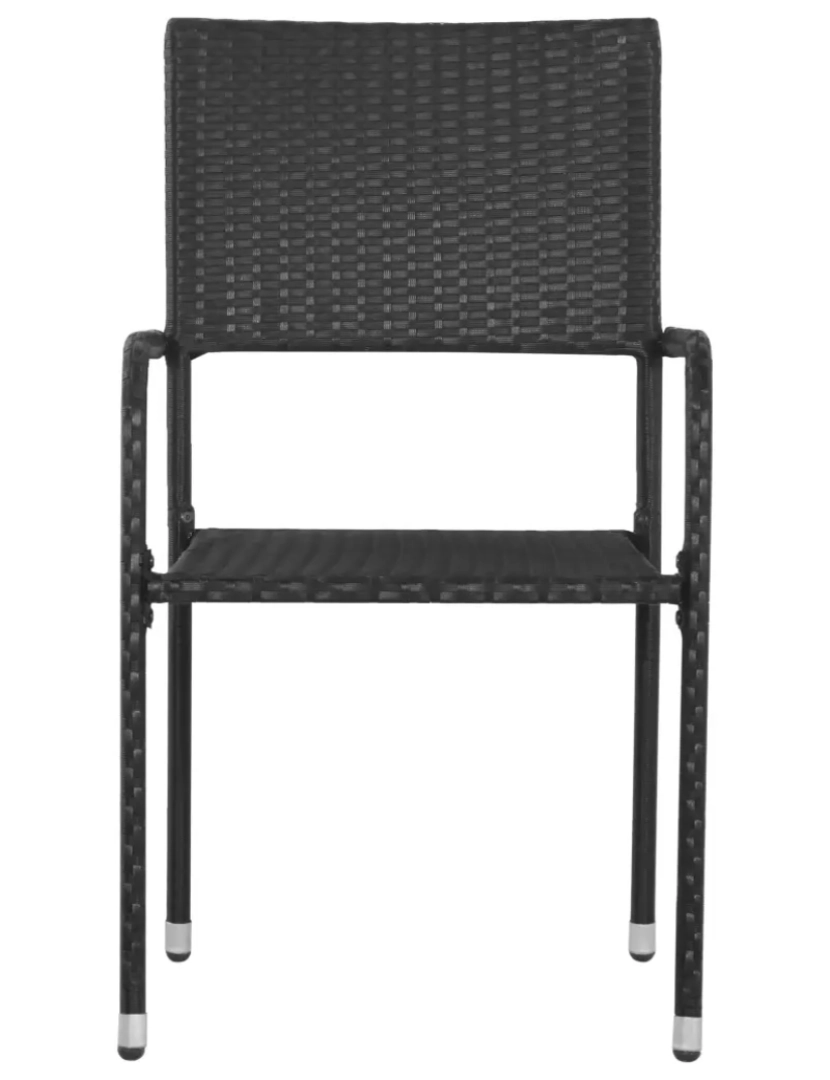 imagem de 6 pcs Cadeiras de jantar para jardim，Poltrona de jardim，Cadeira exterior vime PE preto CFW7406952