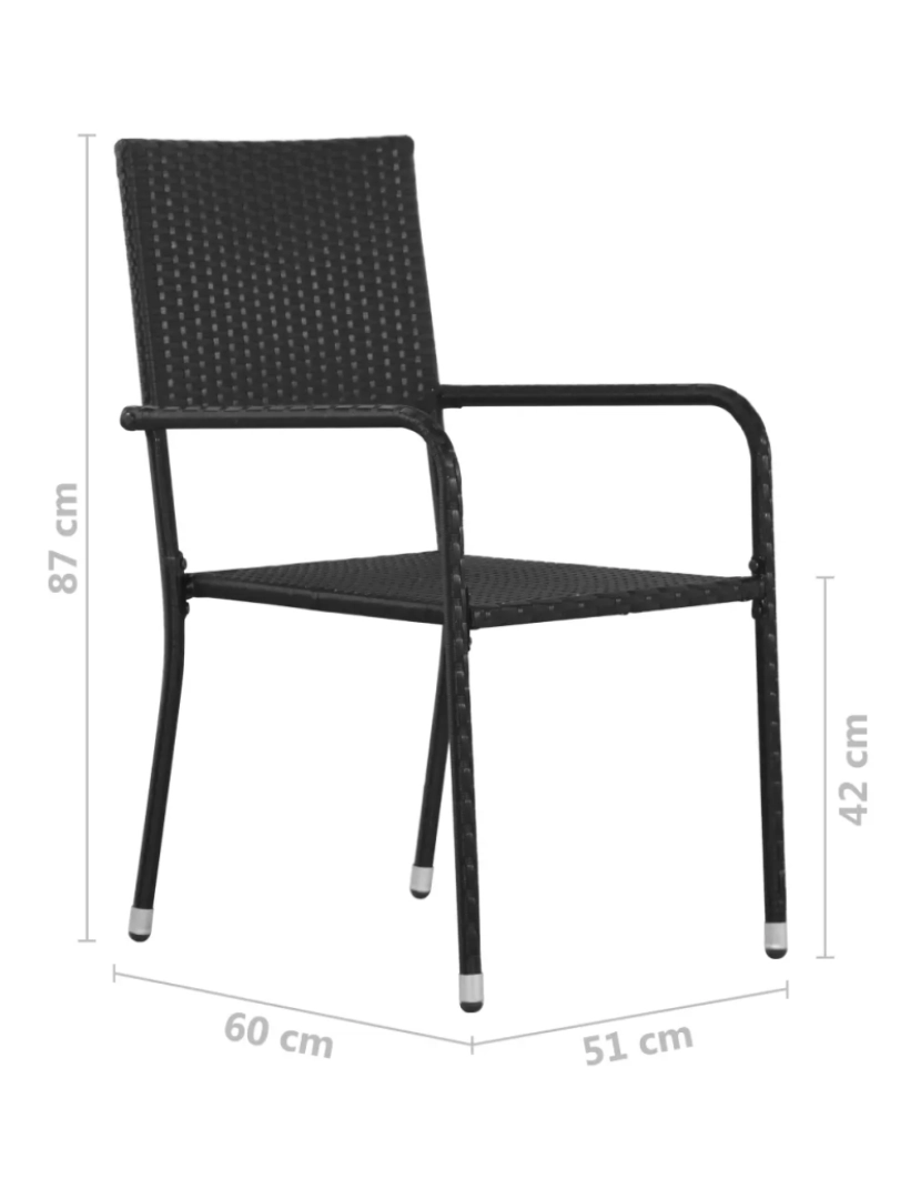 imagem de 6 pcs Cadeiras de jantar para jardim，Poltrona de jardim，Cadeira exterior vime PE preto CFW7406955
