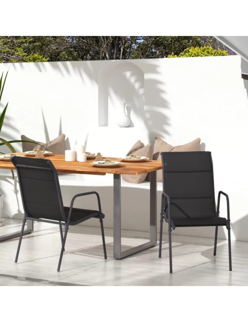 Vidaxl - 2 pcs Cadeiras de jardim，Poltrona de jardim，Cadeira exterior aço e textilene preto CFW413956