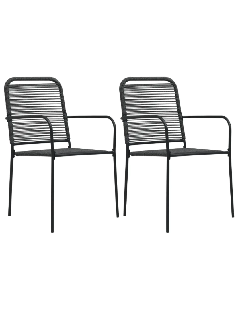 Vidaxl - 2 pcs Cadeiras de jardim，Poltrona de jardim，Cadeira exterior corda de algodão e aço preto CFW813576