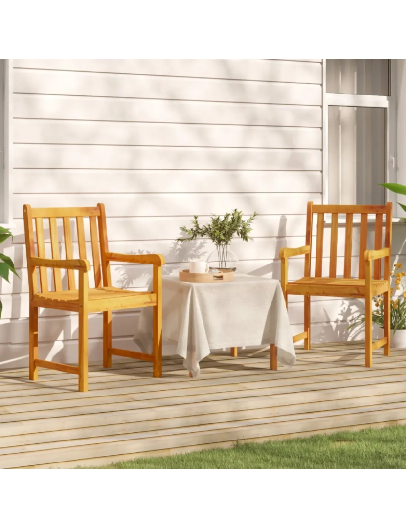 Vidaxl - 2 pcs Cadeiras de jardim，Poltrona de jardim，Cadeira exterior madeira de acácia maciça CFW255402
