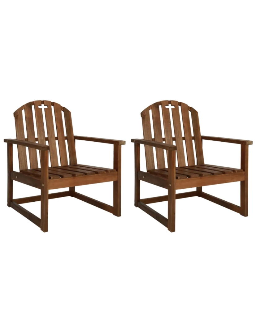 imagem de 2 pcs Cadeiras de jardim，Poltrona de jardim，Cadeira exterior madeira de acácia maciça CFW7698321