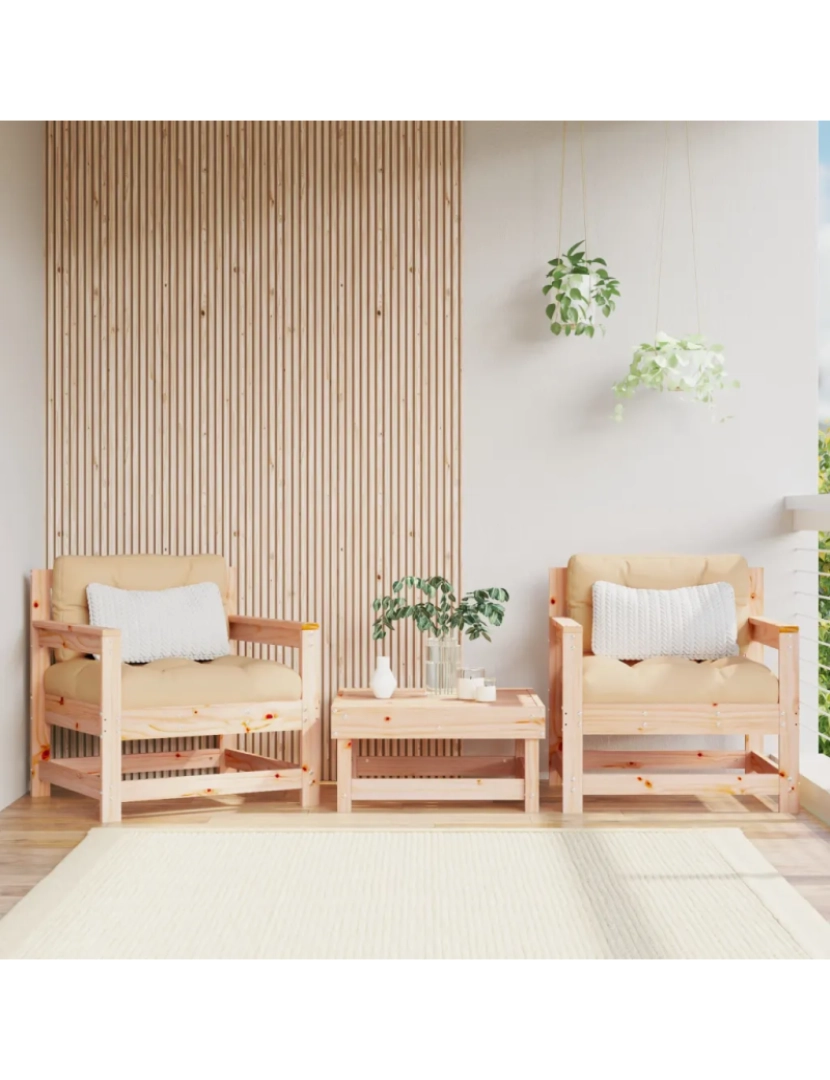 Vidaxl - 2 pcs Cadeiras de jardim，Poltrona de jardim，Cadeira exterior madeira de pinho maciça CFW412963