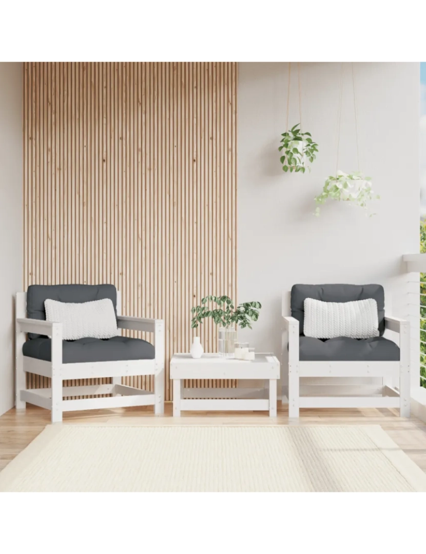 Vidaxl - 2 pcs Cadeiras de jardim，Poltrona de jardim，Cadeira exterior madeira de pinho maciça branco CFW299333