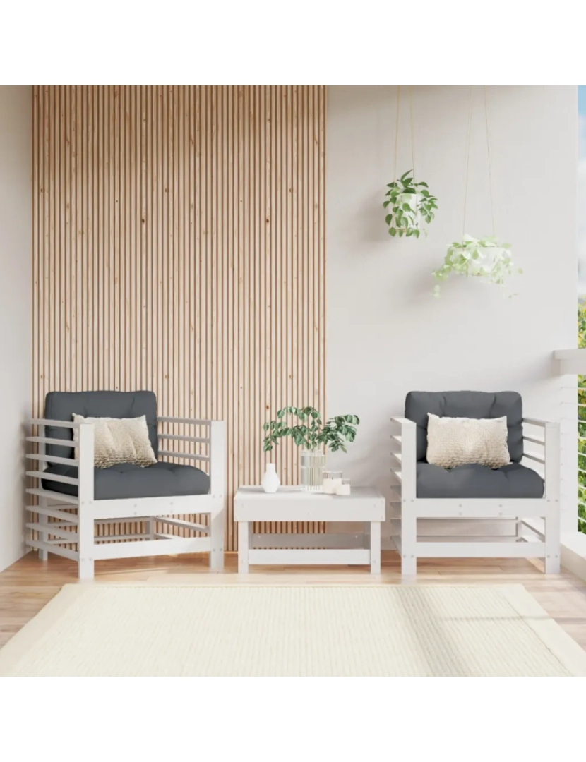 Vidaxl - 2 pcs Cadeiras de jardim，Poltrona de jardim，Cadeira exterior madeira de pinho maciça branco CFW849449