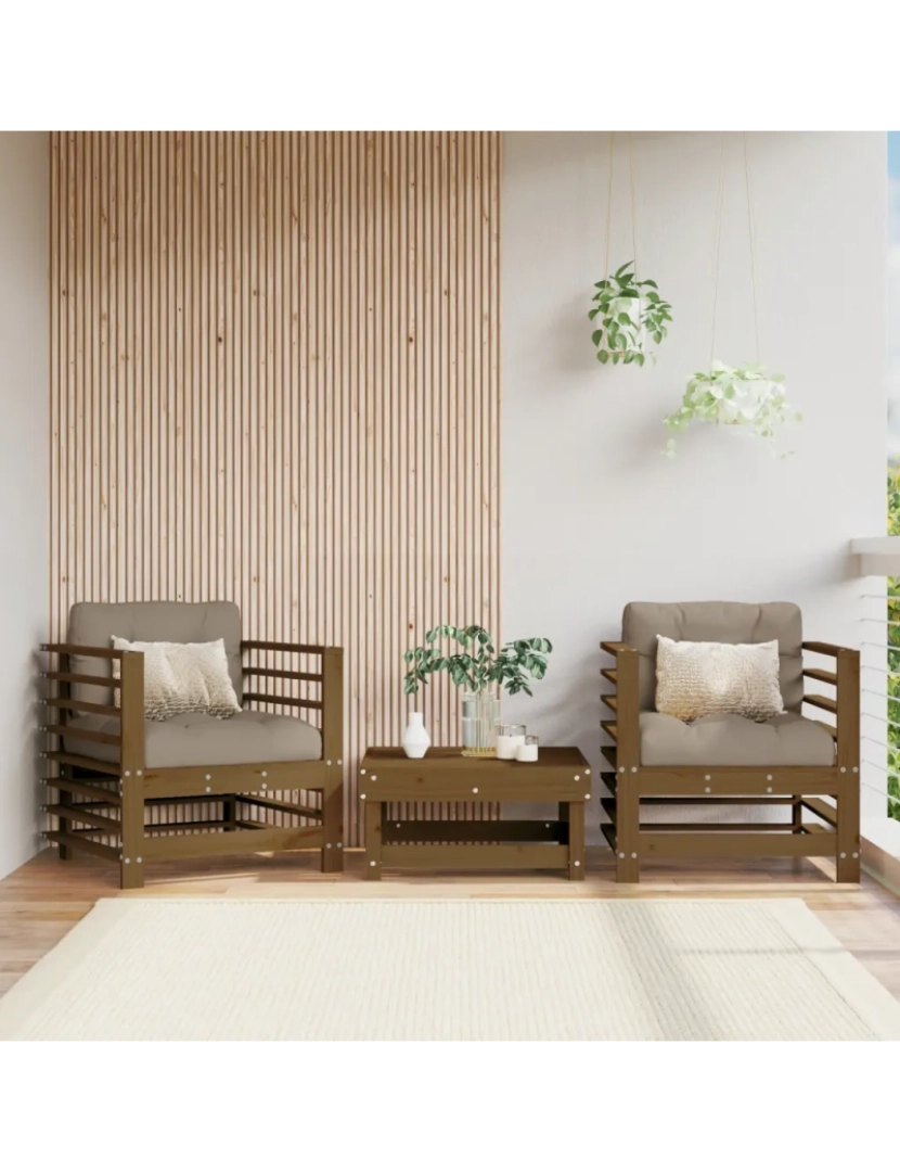 Vidaxl - 2 pcs Cadeiras de jardim，Poltrona de jardim，Cadeira exterior madeira de pinho maciça castanho-mel CFW895459