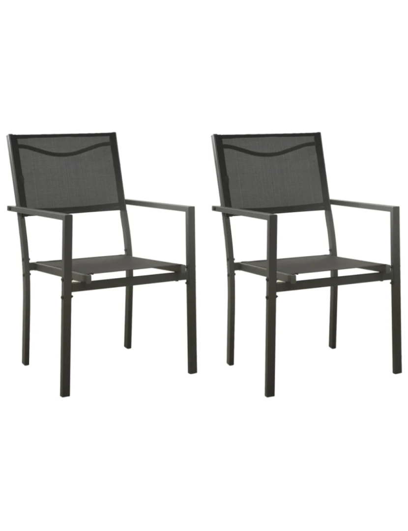 Vidaxl - 2 pcs Cadeiras de jardim，Poltrona de jardim，Cadeira exterior textilene e aço preto/antracite CFW436066