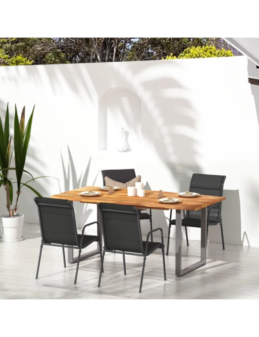 Vidaxl - 4 pcs Cadeiras de jardim，Poltrona de jardim，Cadeira exterior aço e textilene preto CFW121284