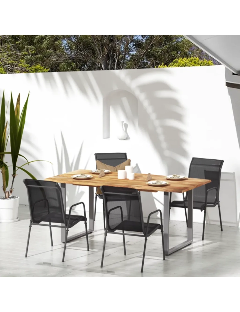 Vidaxl - 4 pcs Cadeiras de jardim，Poltrona de jardim，Cadeira exterior aço e textilene preto CFW224673