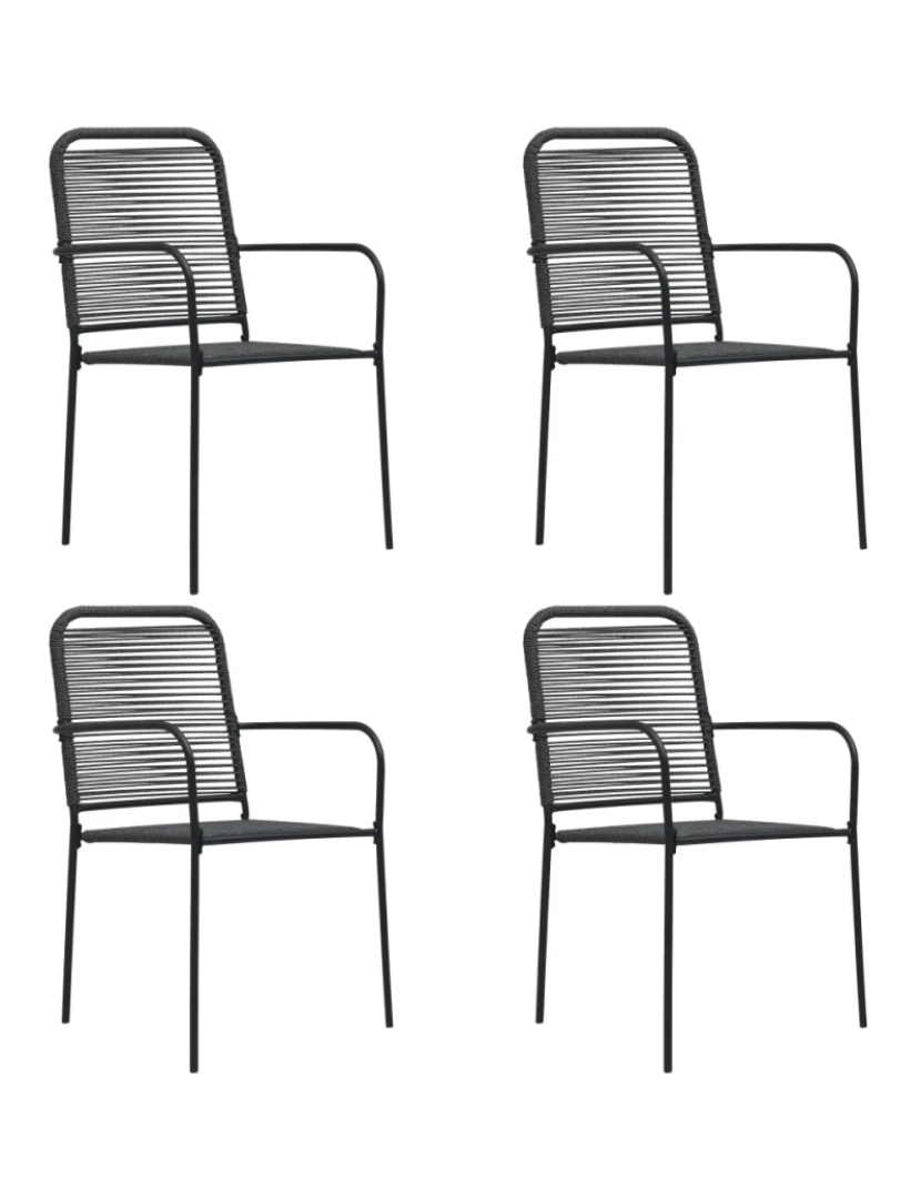 Vidaxl - 4 pcs Cadeiras de jardim，Poltrona de jardim，Cadeira exterior corda de algodão e aço preto CFW744522