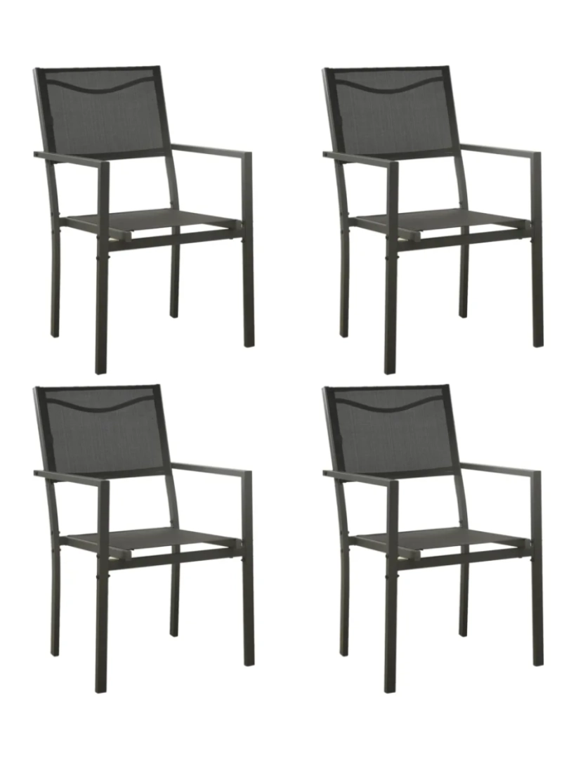 Vidaxl - 4 pcs Cadeiras de jardim，Poltrona de jardim，Cadeira exterior textilene e aço preto/antracite CFW160769