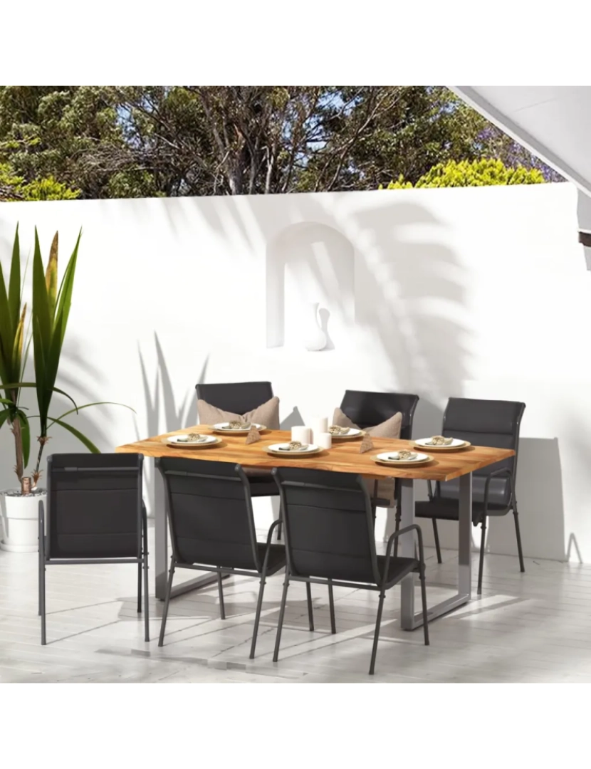 Vidaxl - 6 pcs Cadeiras de jardim，Poltrona de jardim，Cadeira exterior aço e textilene preto CFW614073