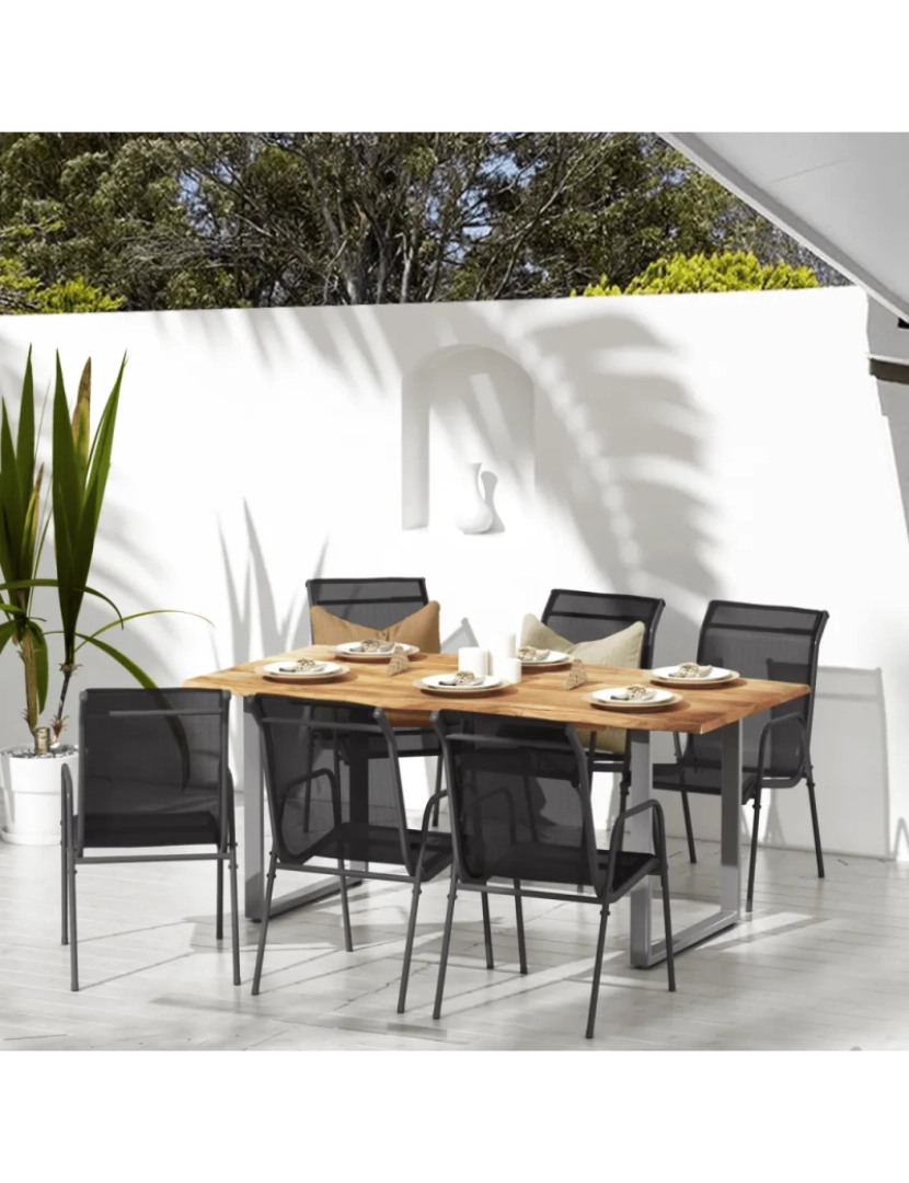 Vidaxl - 6 pcs Cadeiras de jardim，Poltrona de jardim，Cadeira exterior aço e textilene preto CFW597252