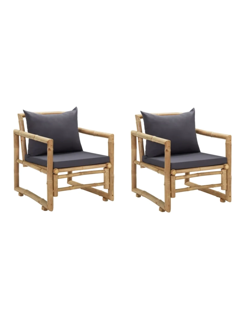 Vidaxl - 2 pcs Cadeiras de jardim，Poltrona de jardim，Cadeira exterior c/ almofadões bambu CFW493008