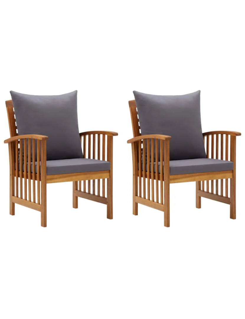 Vidaxl - 2 pcs Cadeiras de jardim，Poltrona de jardim，Cadeira exterior c/ almofadões madeira acácia CFW887025