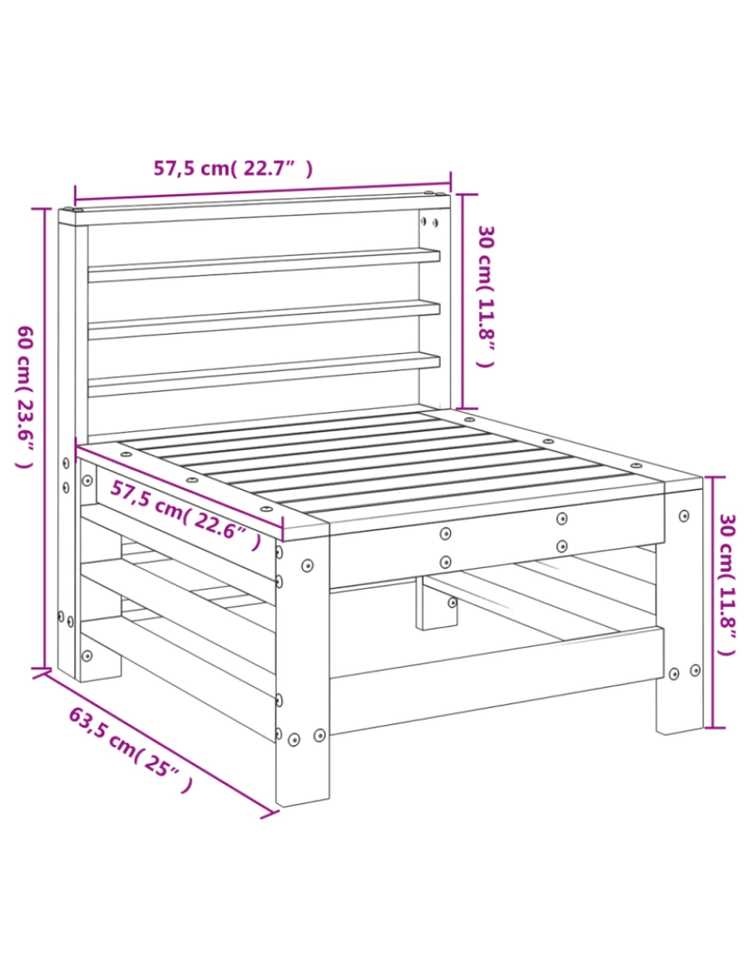 imagem de Sofá de centro para jardim，Sofás Exterior madeira de pinho maciça branco CFW8596807