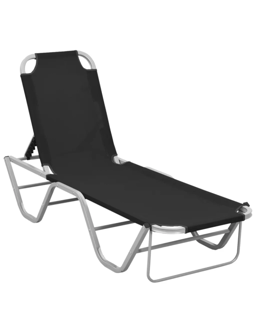 imagem de espreguiçadeira，Cadeira de repouso，Cadeira de descanso alumínio e textilene preto CFW4096791