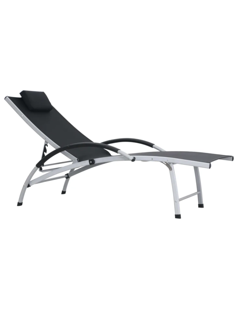 imagem de espreguiçadeira，Cadeira de repouso，Cadeira de descanso alumínio textilene preto CFW1460801