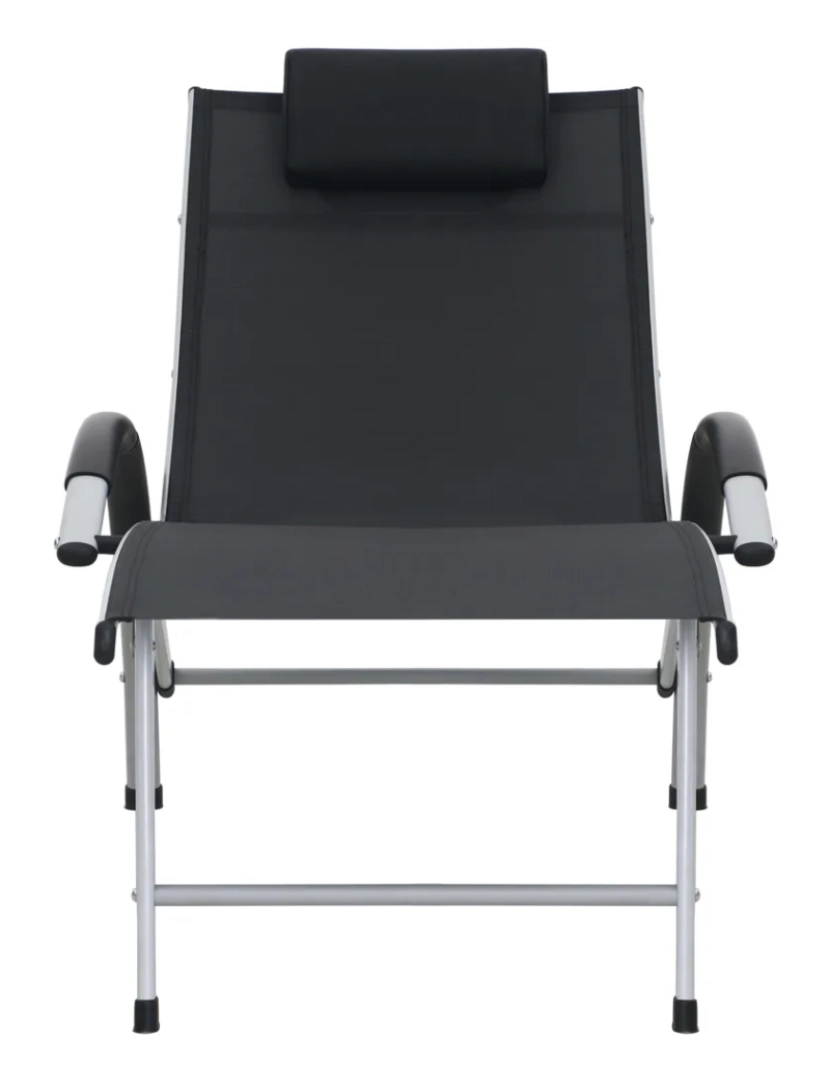 imagem de espreguiçadeira，Cadeira de repouso，Cadeira de descanso alumínio textilene preto CFW1460802