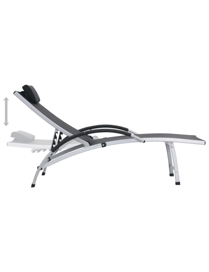 imagem de espreguiçadeira，Cadeira de repouso，Cadeira de descanso alumínio textilene preto CFW1460804